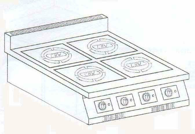 SYCBW-IND-TPC-4-4      4口前後電磁爐平面5+3.5KW-平鍋
