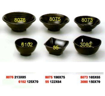SYHSC-B-3080黑色系列美耐皿-6"四方角碗