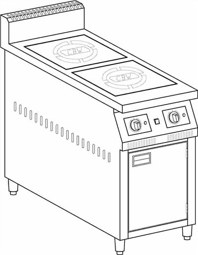 SYCBW-IND-TPC-2C-5   雙口電磁炒爐下櫥櫃-5KW-炒鍋